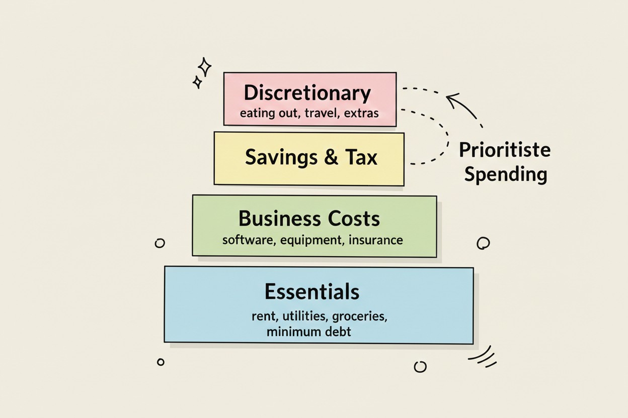 Expense layers and priorities for freelancer budget management